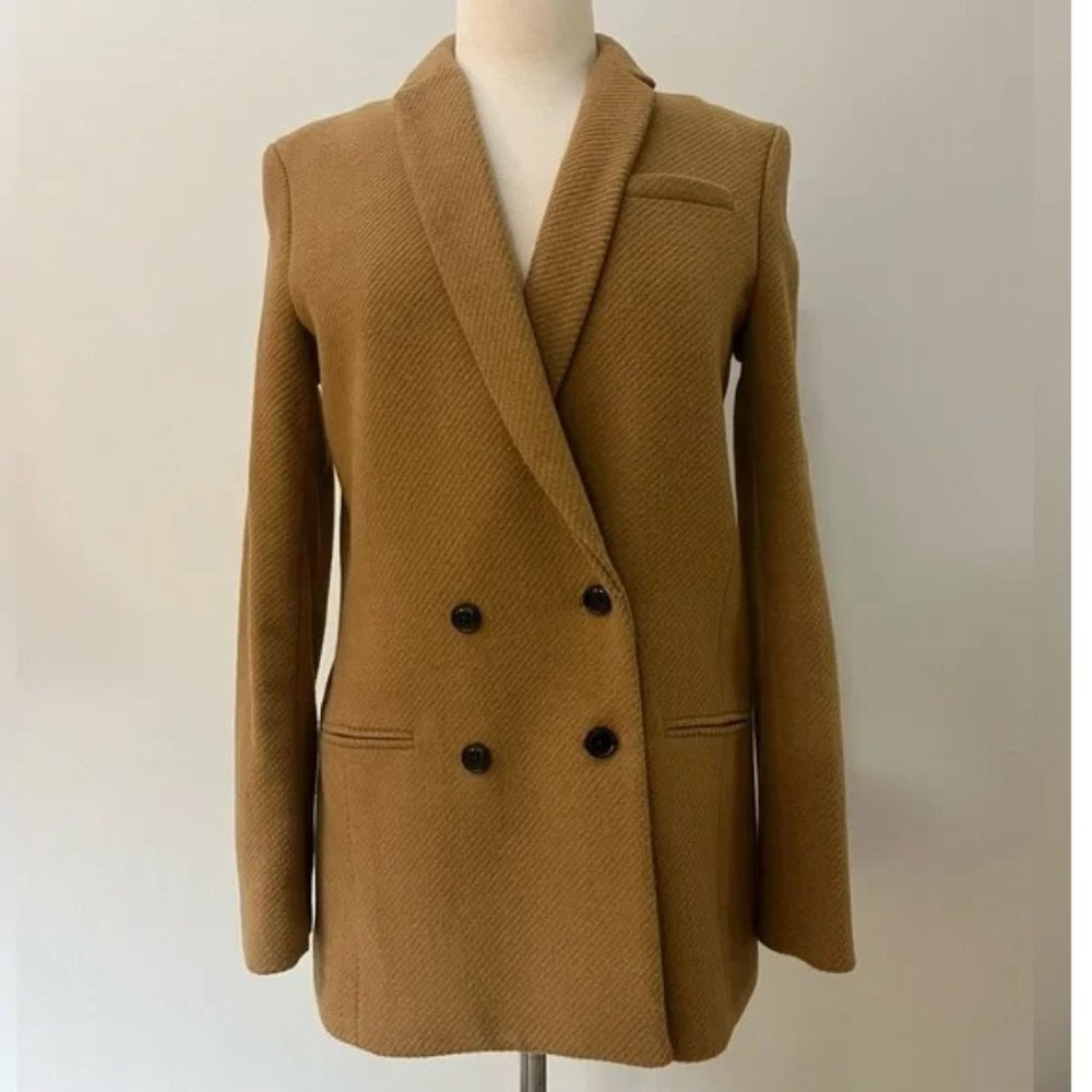Banana Republic Blazer Wool Blend Soft Camel Double Breasted Blazer Jacket